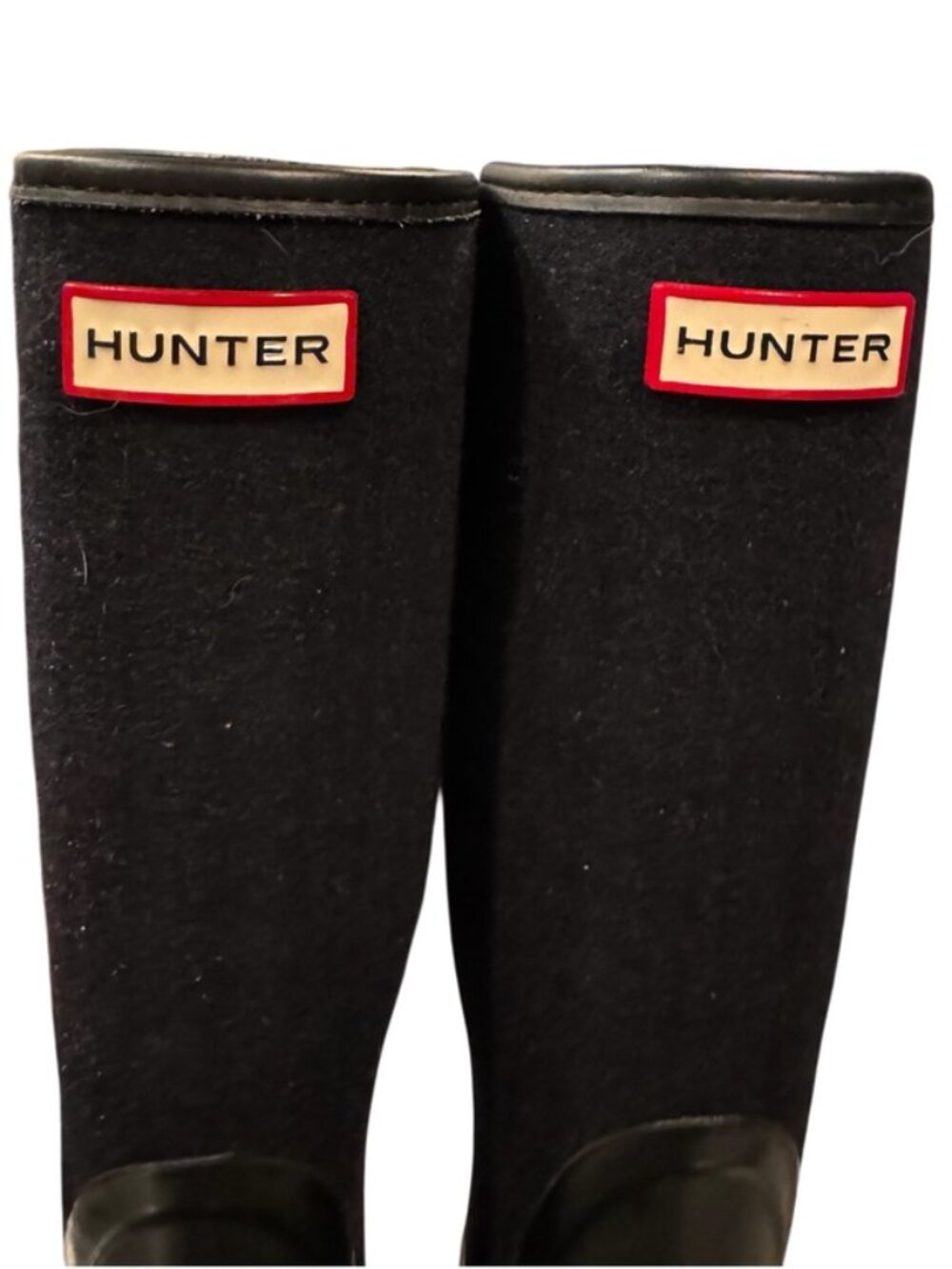 Hunter Arlen Tall Waterproof Boots Women’s 8 Black Rubber Wool Blend Winter - Picture 3 of 9